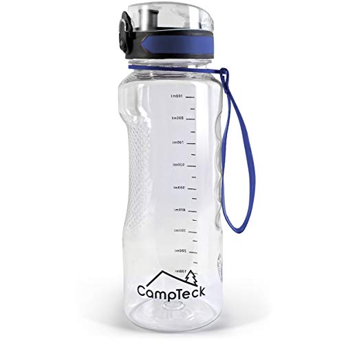 CampTeck U6972 - wasserflasche 1l Gym Flasche 1 Liter trinkflasche Sportflasche 1000ml BPA-frei Tritan - auslaufsicher Flip-Verschluss - mit Tragegurt - Blau - 1000 ml (1 Liter) von CampTeck