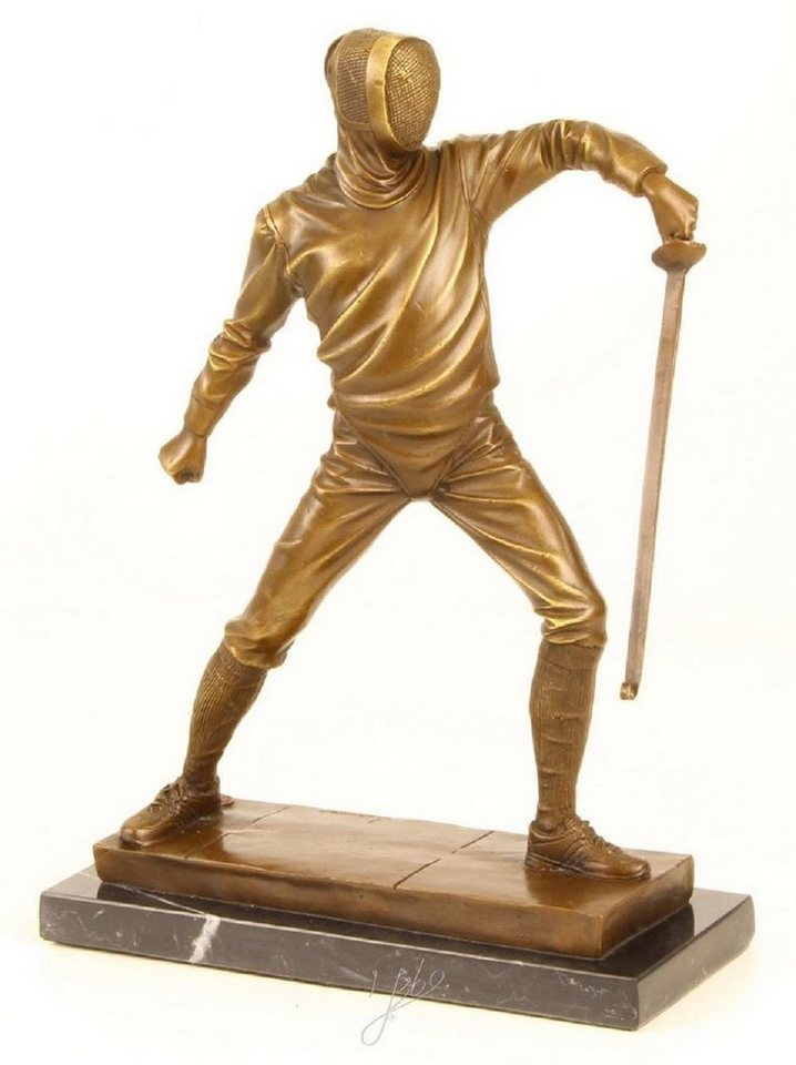 Casa Padrino Dekofigur Luxus Bronze Skulptur Fechter Gold / Bronze / Schwarz 21,5 x 9,5 x H. 31 cm - Bronzefigur von Casa Padrino