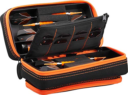 Casemaster Unisex-Erwachsene Plazma Pro Darttasche mit orangefarbenem Rand, Schwarz Dart-Etui von Casemaster