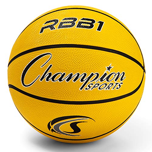 Champion Sports Offizielle Gummi-Basketbälle, strapazierfähig, Premium-Basketball-Ausrüstung, drinnen und draußen, Sportunterricht, Größe 7, Gelb von Champion Sports
