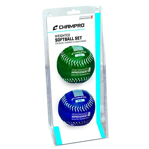 Champro Gewichtetes Trainings-Softball-Set, Grün, Blau, 30,5 cm von Champro