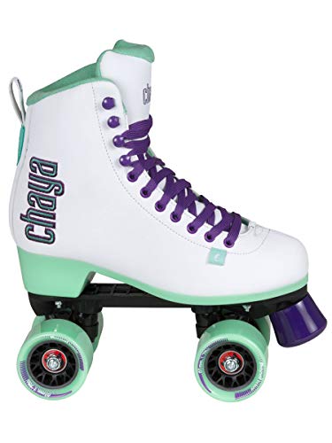 Chaya Roller Skates Melrose White für Damen in Weiß/Grün, 61mm/78A Rollen, ABEC 7 Kugellager, Art. nr.: 810668 von Chaya