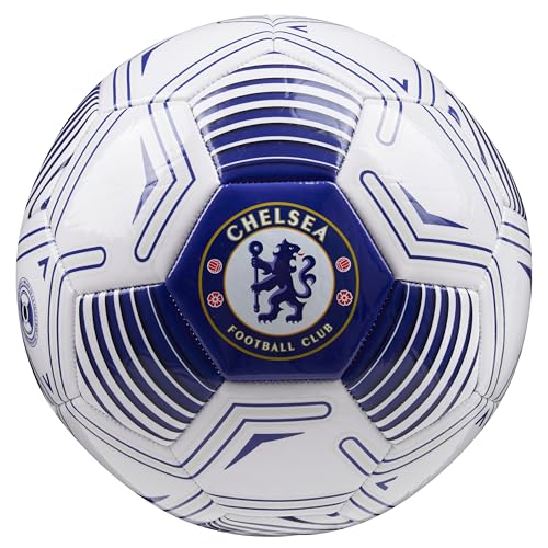 Chelsea FC Fussball Ball, Offiziell Lizenzierter Club Soccer Ball, Fussball Grösse 3, 4 oder 5 - Fussball Geschenke für Fans (Weiß/Blau, Größe 3) von Chelsea