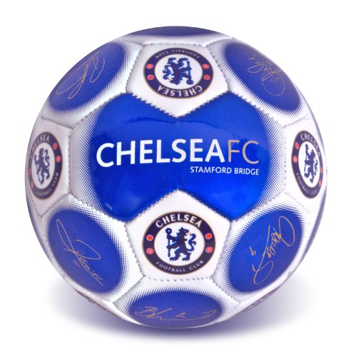 Chelsea FC Offizieller Fußball mit Autogrammen und Wappen (Größe 5) Einheitsgröße blau / weiß von Chelsea