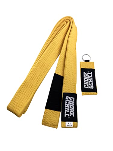 Choke&Chill BJJ Brazilian Jiu-Jitsu Belt Gürtel mit Schlüsselanhänger (Gelb, M2 (220cm)) von Choke&Chill