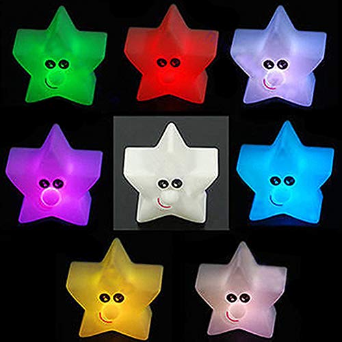 Clenp Niedliches Nachtlicht, 1PC glänzende Sternform 7-farbig wechselnde Nachtlicht Schlafzimmer Dekor LED-Lampe Nachtlicht von Clenp
