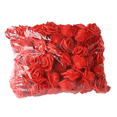 Künstliche Blume, 100 Stück, schöne Farbe, einfarbig, PE-Schaumstoff, für Hochzeit, Schaumstoff, Rosa, für Party, Rot, 100 Stück von Clenp