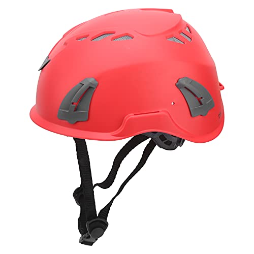 Verstellbarer Helm, Herausnehmbarer, Verdickter Outdoor-Helm, Bergsteigerhelm, Geeignet für Scheinwerfer-Warnung, Rücklicht-Ohrenschützer (Rot) von Cocoarm