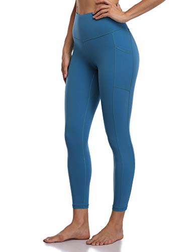 Colorfulkoala Women's High Waisted Tummy Control Workout Leggings 7/8 Länge Yoga Pants mit Taschen (L, Klassisch Blau) von Colorfulkoala