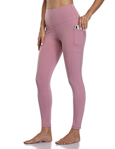 Colorfulkoala Women's High Waisted Tummy Control Workout Leggings 7/8 Länge Yoga Pants mit Taschen (M, Mauve-Rosa) von Colorfulkoala