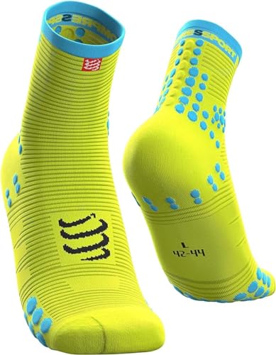 Compressport Herren Racing Sock High Flou Yellow T2 Kompressions Laufsocke, Neongelb, 2 von COMPRESSPORT