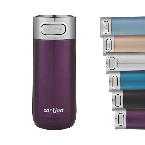 Contigo Luxe Autoseal Thermobecher, Edelstahl-Reisebecher, Isolierflasche, auslaufsicherer Becher, spülmaschinenfest, Kaffeebecher mit Easy-Clean-Deckel BPA-frei; Merlot, 360 ml, 1 Stück (1er Pack) von Contigo