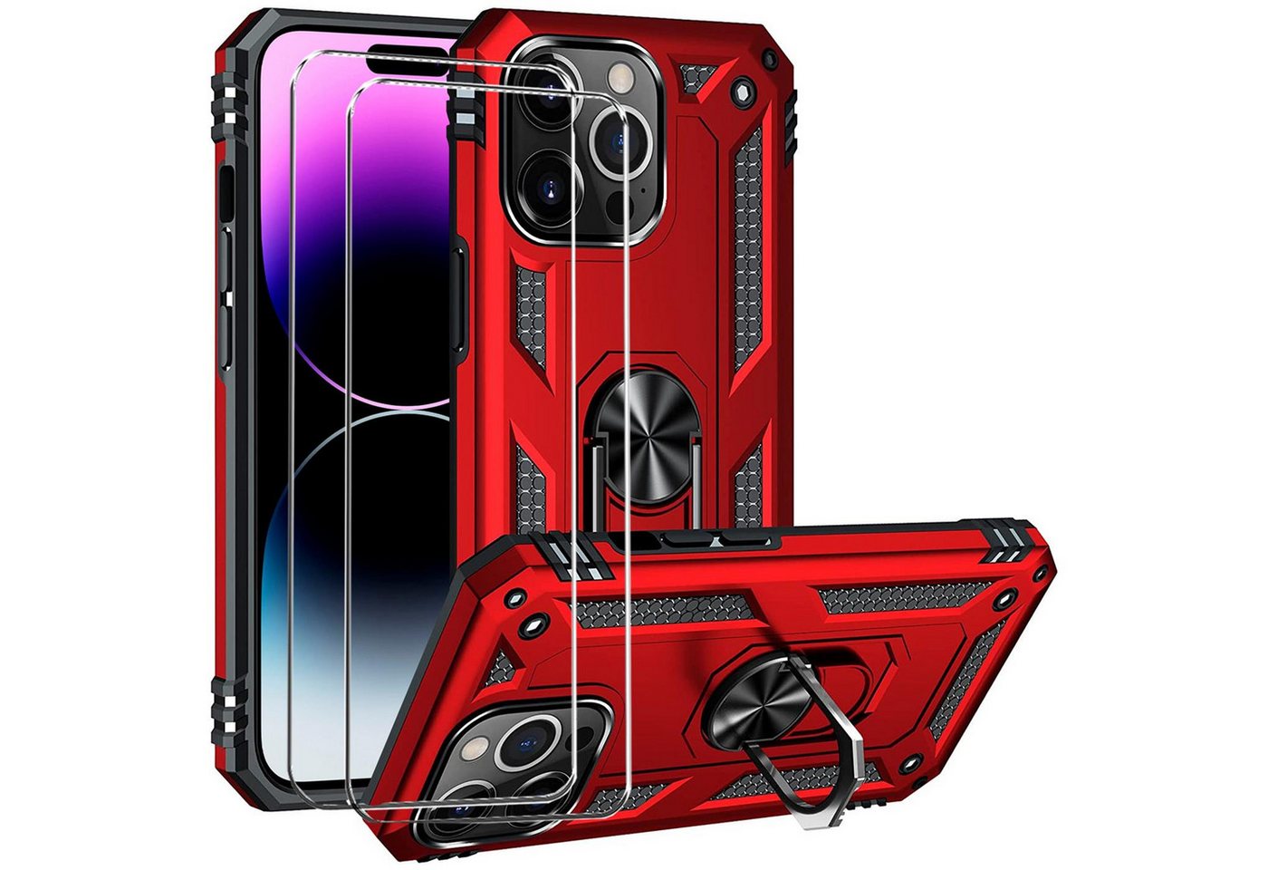 CoolGadget Handyhülle Rot als 2in1 Schutz Cover Set für das Apple iPhone 13 Mini 5,4 Zoll, 2x Glas Display Schutz Folie + 1x TPU Case Hülle für iPhone 13 Mini von CoolGadget
