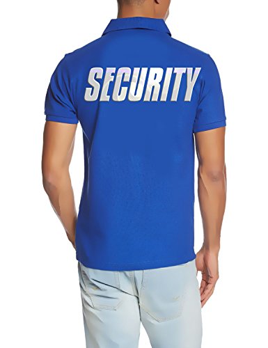 Coole-Fun-T-Shirts Security - Poloshirt - reflektierende Folie Druck vo+hi ! blau Gr.M von Coole-Fun-T-Shirts