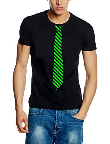 Coole-Fun-T-Shirts Krawatten T-Shirt Karneval Stripes Streifenkrawatte JGA Party Faschings schwarz-Green S von Coole-Fun-T-Shirts