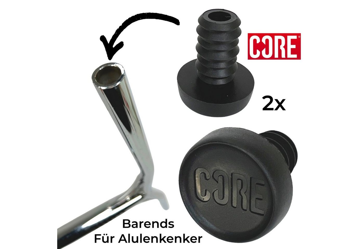 Core Action Sports Stuntscooter Core Barends Plugs Stunt-Scooter Alu Lenker-Stopfen (1 Paar) Schwarz von Core Action Sports