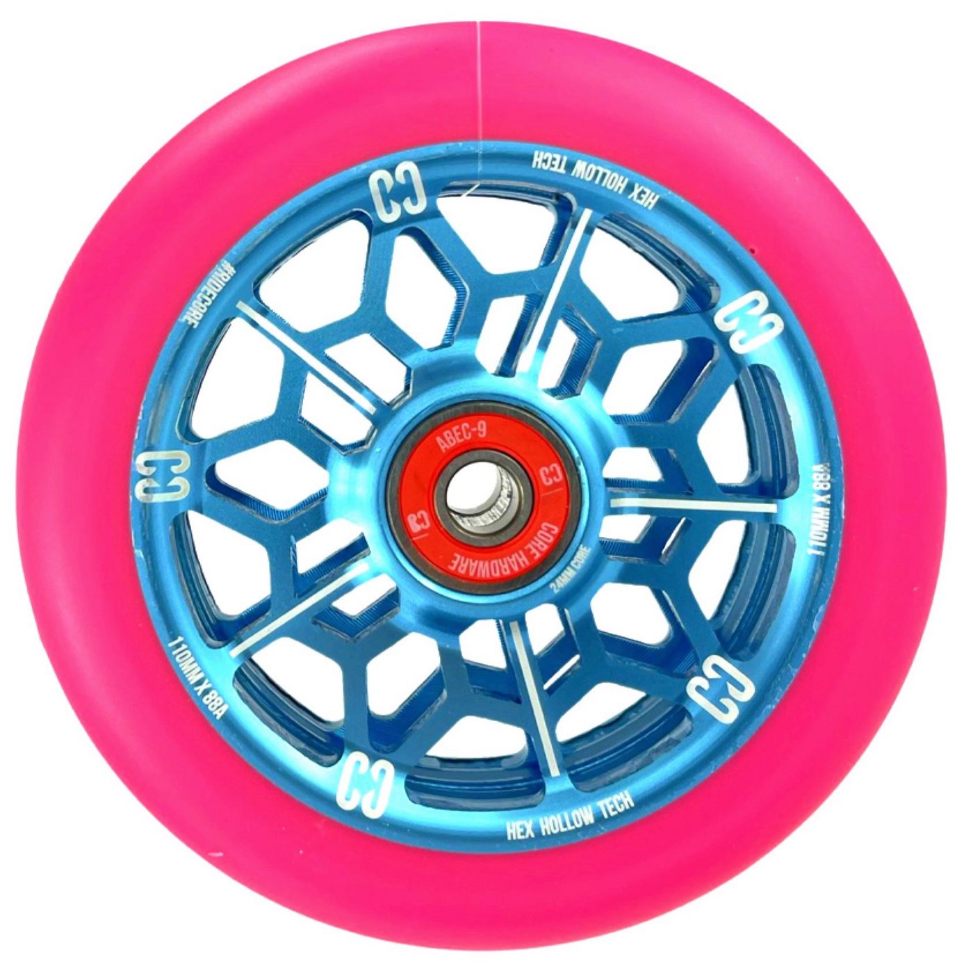 Core Action Sports Stuntscooter Core Hex Hollow Stunt-Scooter Rolle 110mm Hellblau/PU Pink von Core Action Sports