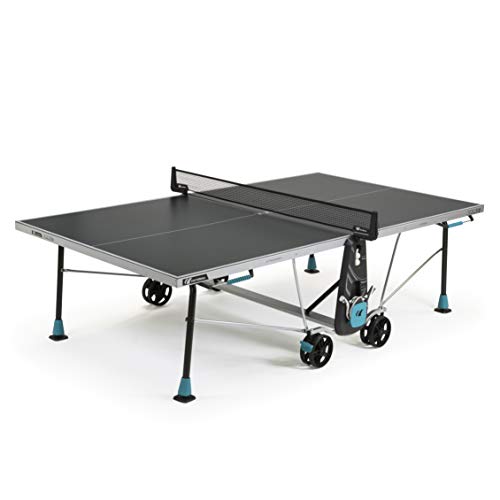 Cornilleau 300x - Outdoor & Indoor Tischtennisplatte - Klappbar - Einfach zu bedienen - 5 mm Melaminharzplatte -Tischtennistisch für draußen - Turniermaße - Grau von Cornilleau