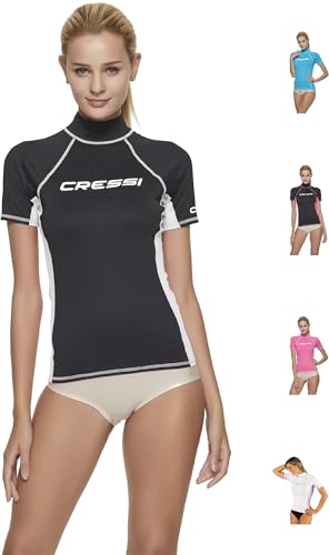 Cressi Damen Rash Guard Kurzarm, UV-Schutz UPF 50+, Schwarz/Weiß, XS/1 (36) von Cressi