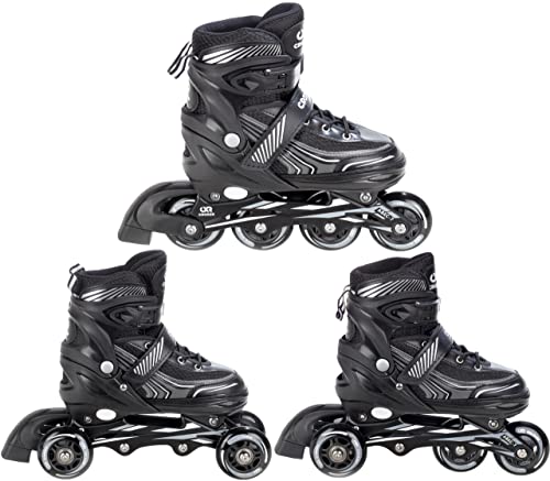 3in1 Inline Skates Inliner Triskates Rollschuhe Croxer Optima Black verstellbar (39-42(24cm-26,5cm)) von Croxer