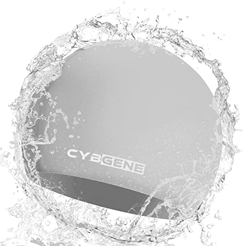 CybGene Silikon Badekappe für Kinder, Schwimmkappe Bademütze für Damen und Herren Unisex, Kleine, Grau von CybGene