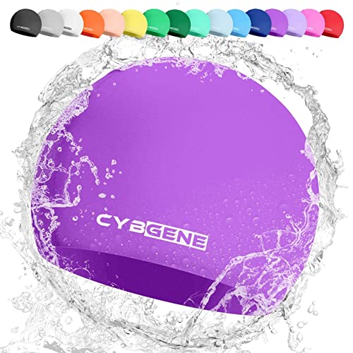 CybGene Silikon Badekappe für Kinder, Schwimmkappe Bademütze für Damen und Herren Unisex, Kleine, Violett von CybGene