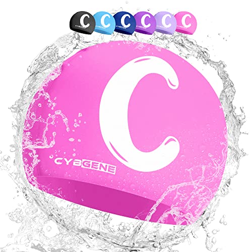 CybGene Silikon Initiale Namen Badekappe für Kinder, Kind Buchstabe Schwimmkappe Bademütze für Kinder Schwimmunterricht-Kleiner Kopfumfang-Rosa-C von CybGene