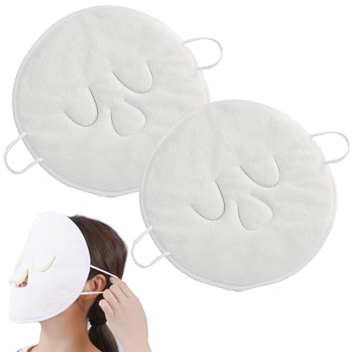 2 Stück Gesichtshandtuchmaske, Wiederverwendbares Gesichtstuchmaske für Face, Gesichtsmaske Handtuch für Heiß und Kaltes, Handtuch-Masken für Frauen Mädchen von DALAETUS