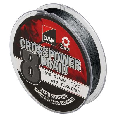 DAM Crosspower 8-Braid 150M 0.20mm 12.6Kg 28Lbs Dark Grey von DAM