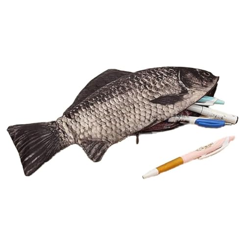 DEKLONPER Fischförmiges Federmäppchen Neuheit Fisch-Stifttasche Lustiges Federmäppchen Kreative Fisch-Stifttasche von DEKLONPER