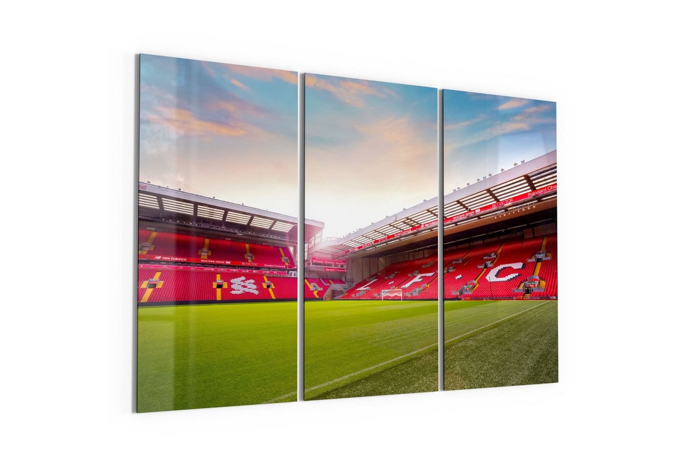 DEQORI Glasbild 'Anfield Road, Liverpool', 'Anfield Road, Liverpool', Glas Wandbild Bild schwebend modern von DEQORI