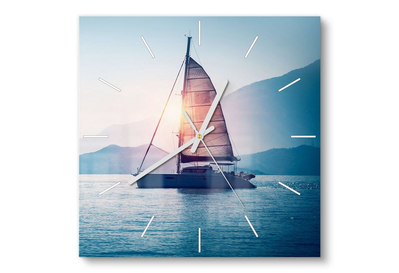 DEQORI Wanduhr 'Segelboot in Abendsonne' (Glas Glasuhr modern Wand Uhr Design Küchenuhr) von DEQORI