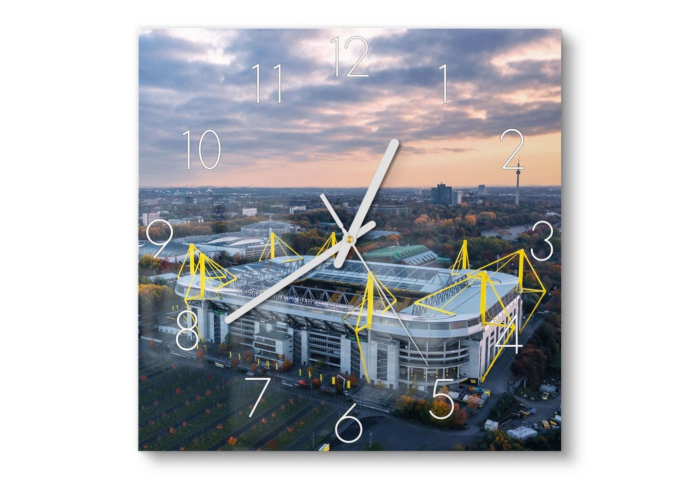 DEQORI Wanduhr 'Signal Iduna, Dortmund' (Glas Glasuhr modern Wand Uhr Design Küchenuhr) von DEQORI