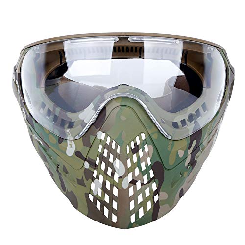 DETECH Taktische Vollmasken Airsoft Helmmaske mit austauschbarer Schutzbrille und Helmkupplung von DETECH