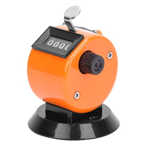 DEWIN Handzähler, Handzähler 4-stelliges ABS-Kunststoffgehäuse Mechanisches Handzählwerkzeug mit Hakenbasis(Orange) von DEWIN