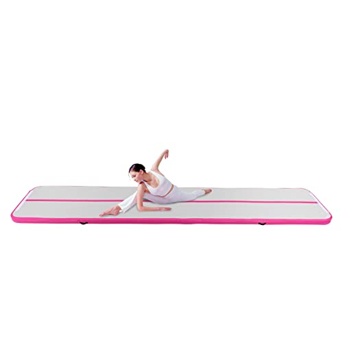 Aufblasbare Gymnastikmatte | 5 x 1 m Tumbling Mat | 10 cm dick | Akrobatik-Trainingsmatte mit Pumpe | Cheerleading Sport, Zuhause, Yoga von DGJMuu