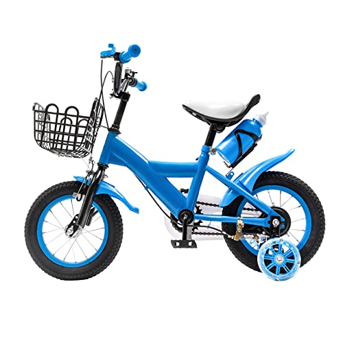 DIFU 12 Zoll Kinderfahrrad mit Aufbewahrungskorb Trainingsräder für drinnen und draußen Kinderfahrrad für Jungen und Mädchen 3-6 Jahre alt (Blau) von DIFU