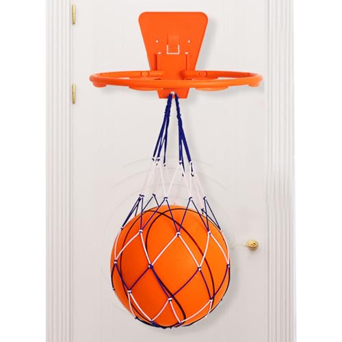 Leiser Basketball mit Korb, Indoor-Basketballkorb mit Basketballnetz, Basketball-Dribbling-Hoop-Netz und Ball, Basketball-Wandtür zum Üben montiert von DMAIS