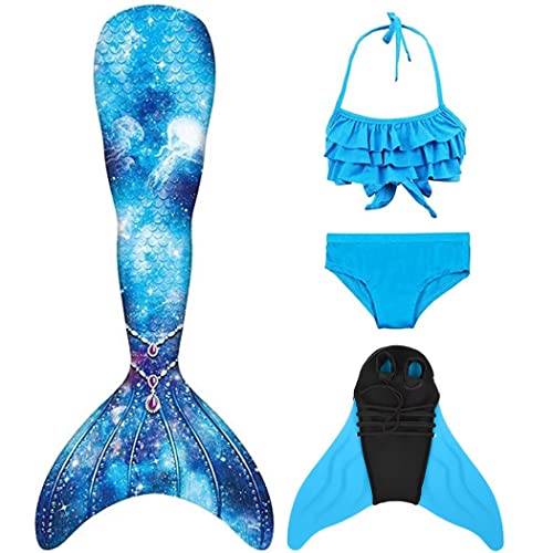 DNFUN Meerjungfrauenflosse Mädchen Mermaid Tail Badeanzug zum Schwimmen Meerjungfrau Flosse für Kind und Erwachsene von DNFUN