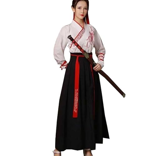 Damen Herren Chinesisch Hanfu - Uralt Traditionell Retro Schwertkämpfer Bühnenperformance Anzug Kostüm von DNJKH