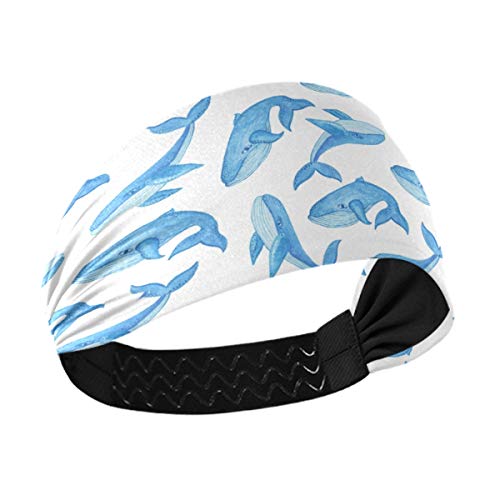Sport-Stirnband für Damen – Blauwal, Unisex, Workout-Schweißband für Herren, feuchtigkeitsableitendes Haarband für Yoga, Laufen, Yoga, Fahrrad von DOMIKING