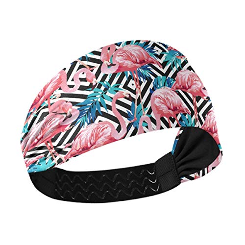 Sport-Stirnband für Frauen – Streifen Flamingo Unisex Workout Schweißband für Männer Feuchtigkeitstransport Haarband für Yoga Laufen Joggen Laufen von DOMIKING