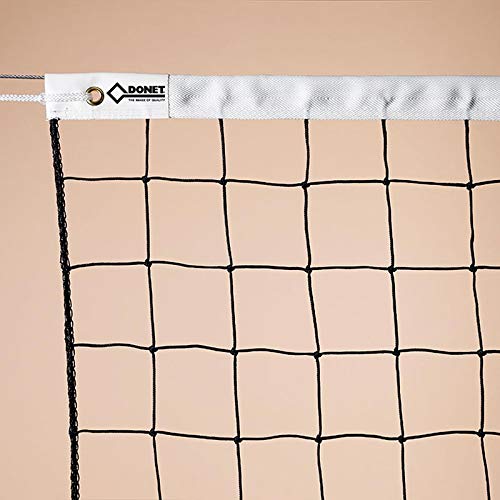 DONET Volleyball Trainingsnetz, ca. 3 mm ø, mit Stahlseil 4 mm verzinkt 11,7 m, schwarz von DONET