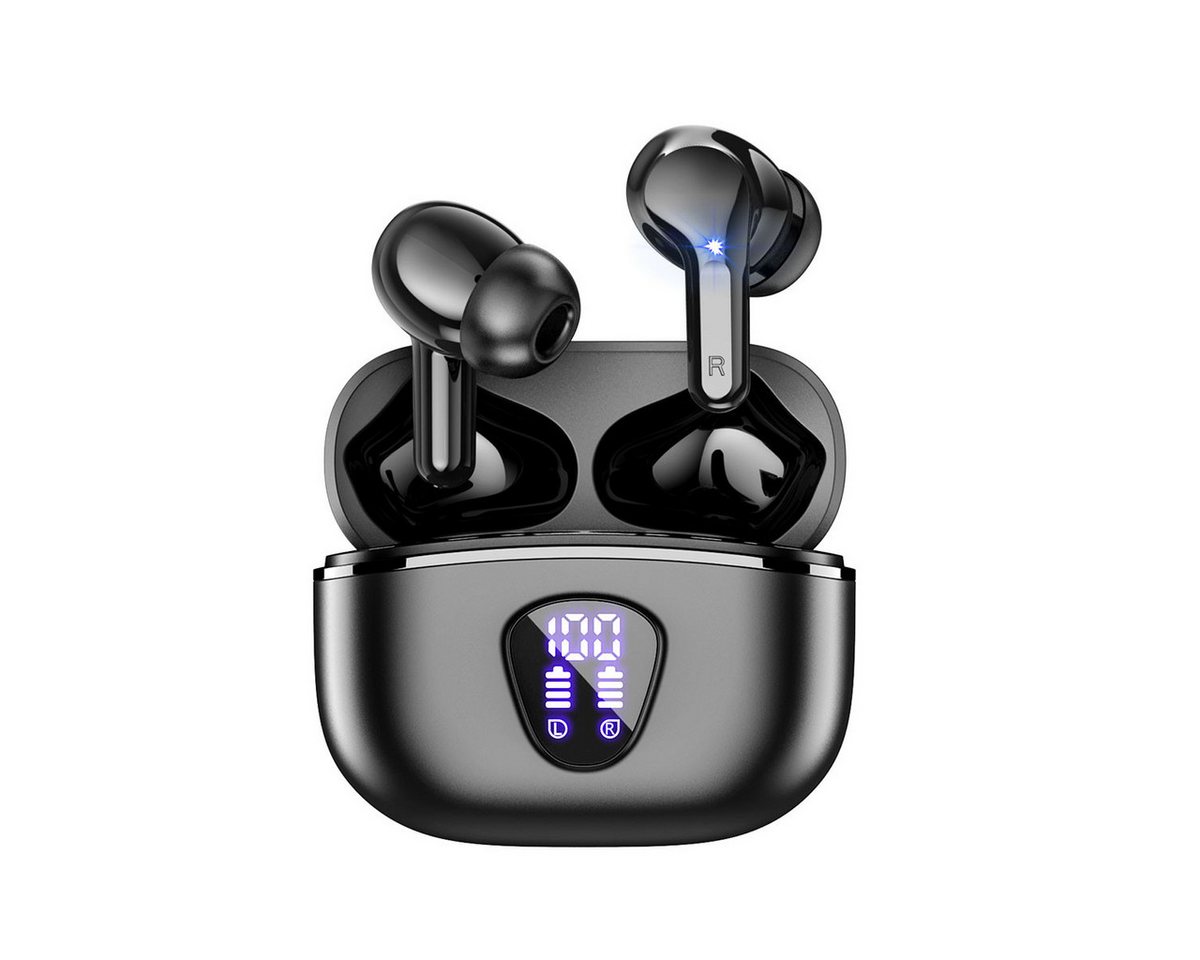 DOPWii Kabelloses Bluetooth 5.3 In-Ear-Headset, Mikrofon-Headset Bluetooth-Kopfhörer (mit Geräuschunterdrückung, IP7 wasserdicht, Touch Control, Schwarz) von DOPWii