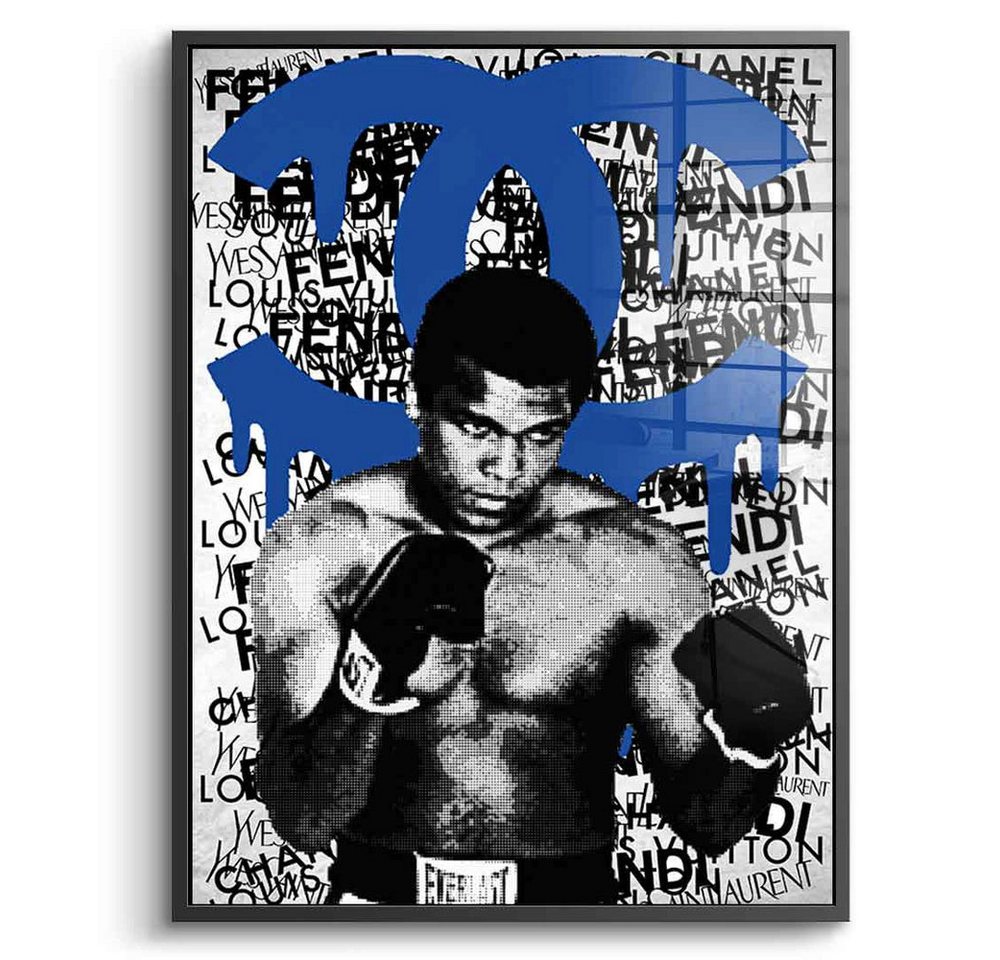 DOTCOMCANVAS® Acrylglasbild ALI BRAND (blue) - Acrylglas, Acrylglasbild Muhammad Ali Portrait Boxen Sport luxus Coco Chanel von DOTCOMCANVAS®