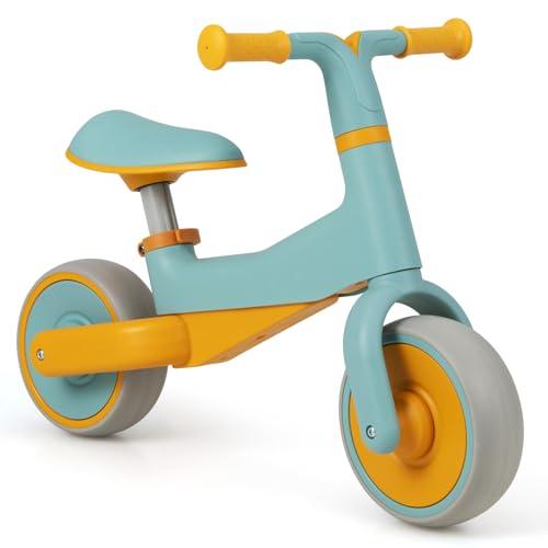 DREAMADE Kinder Laufrad ohne Pedal, Lauflernrad mit höhenverstellbarem Sitz & rutschfestem Griff, Balance Fahrrad für Baby von 18-48 Monate, bis 25 kg belastbar (Blau + Orange) von DREAMADE