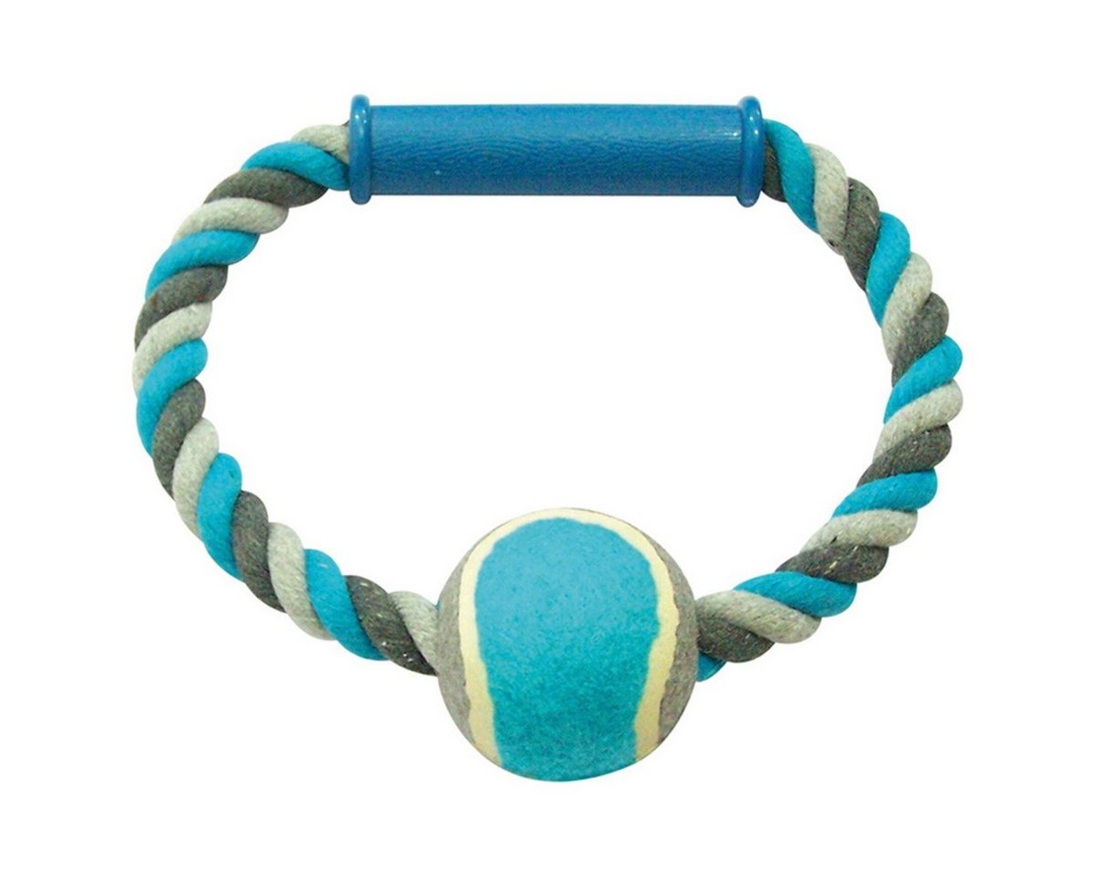 DUVO+ Spielball Hundespielzeug Knot Baumwolle O-Ring + Tennisball grau/blau von DUVO+