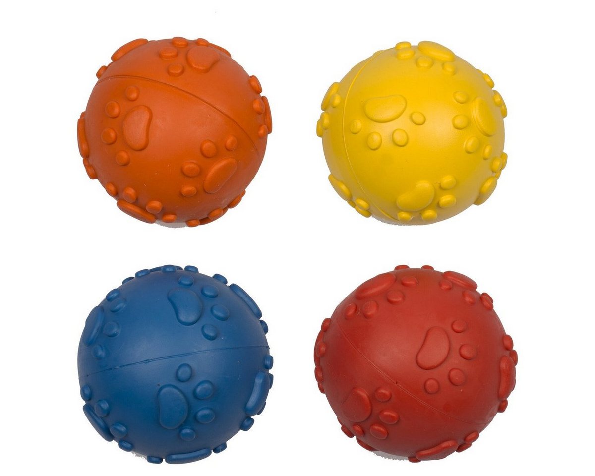 DUVO+ Spielknochen Hundespielzeug Ball mit Squeaker und Pfoten, Gummi von DUVO+