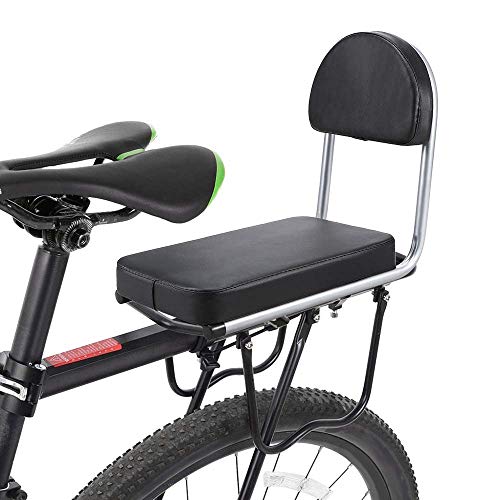 DYHQQ Fahrradrücksitz MTB PU Leder Weichpolster Gepäckträgersitz Kindersitz mit Rückenlehne,Black von DYHQQ