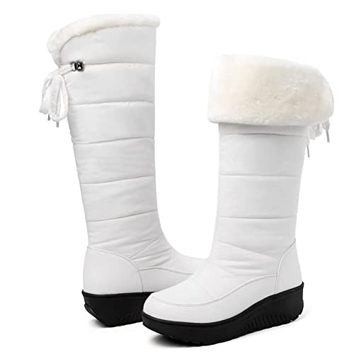Damen Winterstiefel gefüttert wasserdichte Winterschuhe Schneeschuhe Outdoor-Trekking-Schuhe mit Zip-Verschluss,B,39 von DYHQQ